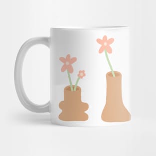 Danish Pastel Minimal Flowers in Funky Vases in Warm Neutrals Mug